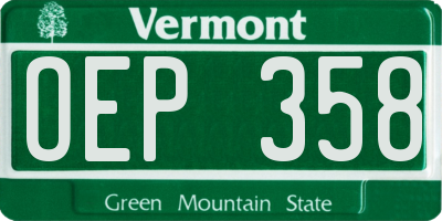 VT license plate OEP358