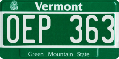 VT license plate OEP363