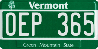 VT license plate OEP365