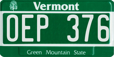 VT license plate OEP376