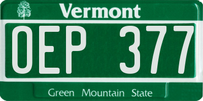 VT license plate OEP377