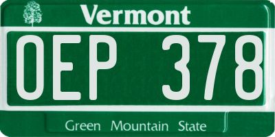 VT license plate OEP378