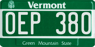 VT license plate OEP380