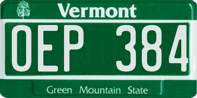 VT license plate OEP384