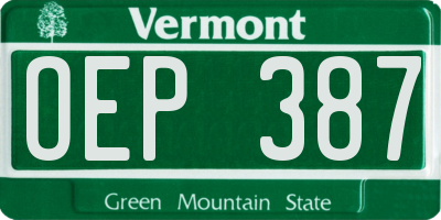 VT license plate OEP387