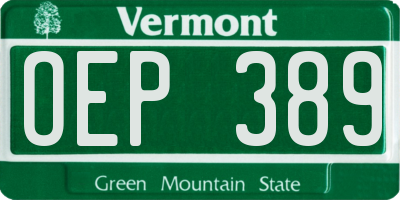 VT license plate OEP389