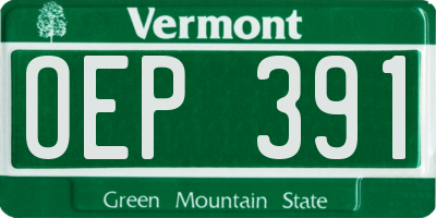 VT license plate OEP391