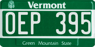 VT license plate OEP395