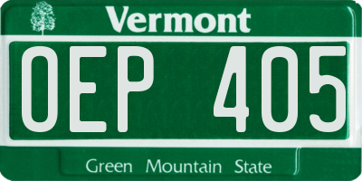 VT license plate OEP405