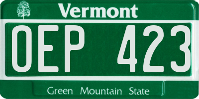 VT license plate OEP423