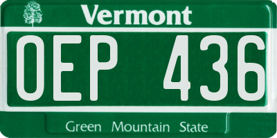 VT license plate OEP436