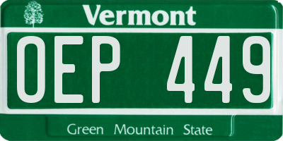 VT license plate OEP449