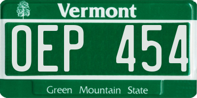 VT license plate OEP454
