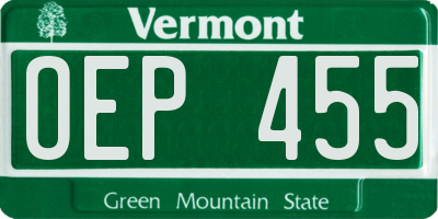 VT license plate OEP455