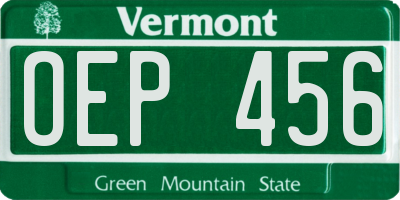 VT license plate OEP456