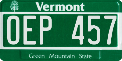 VT license plate OEP457