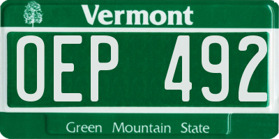 VT license plate OEP492