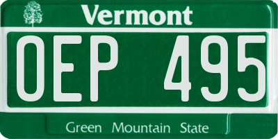 VT license plate OEP495