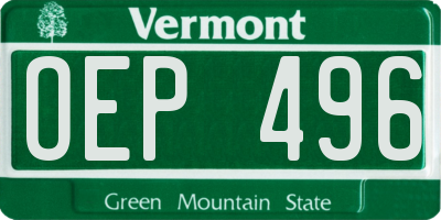 VT license plate OEP496