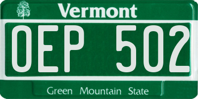VT license plate OEP502