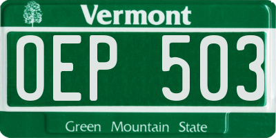 VT license plate OEP503