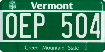 VT license plate OEP504