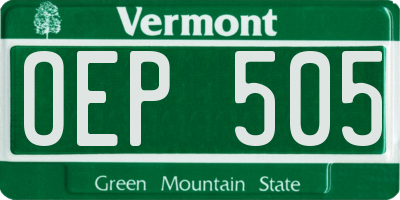 VT license plate OEP505