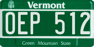 VT license plate OEP512