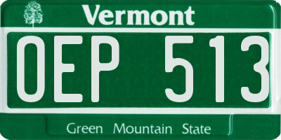VT license plate OEP513