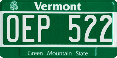 VT license plate OEP522