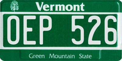 VT license plate OEP526
