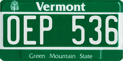 VT license plate OEP536