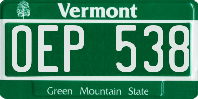 VT license plate OEP538
