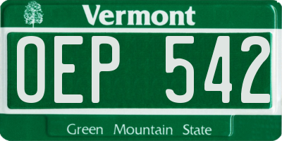 VT license plate OEP542