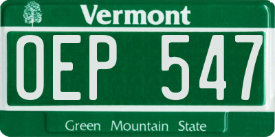 VT license plate OEP547