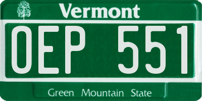 VT license plate OEP551