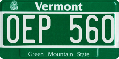 VT license plate OEP560
