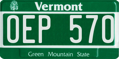 VT license plate OEP570