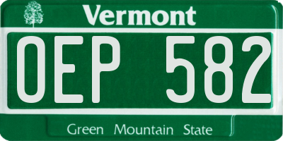 VT license plate OEP582