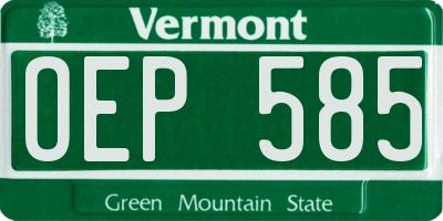 VT license plate OEP585