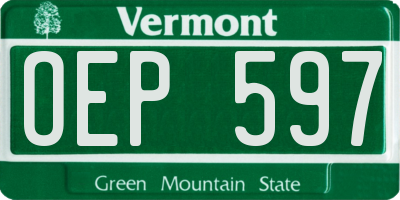 VT license plate OEP597