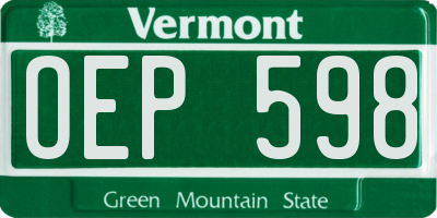 VT license plate OEP598