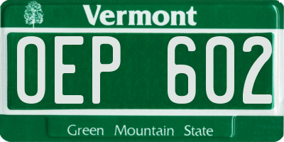 VT license plate OEP602