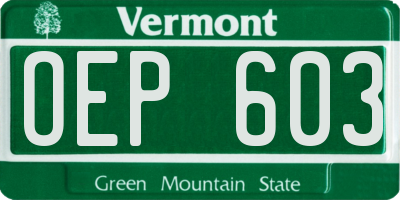 VT license plate OEP603