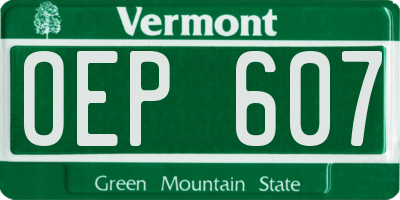 VT license plate OEP607