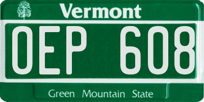 VT license plate OEP608