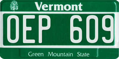 VT license plate OEP609