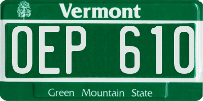 VT license plate OEP610