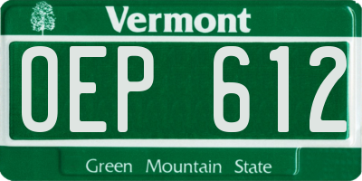 VT license plate OEP612