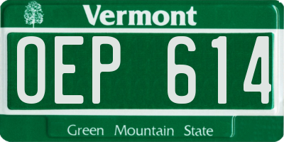 VT license plate OEP614